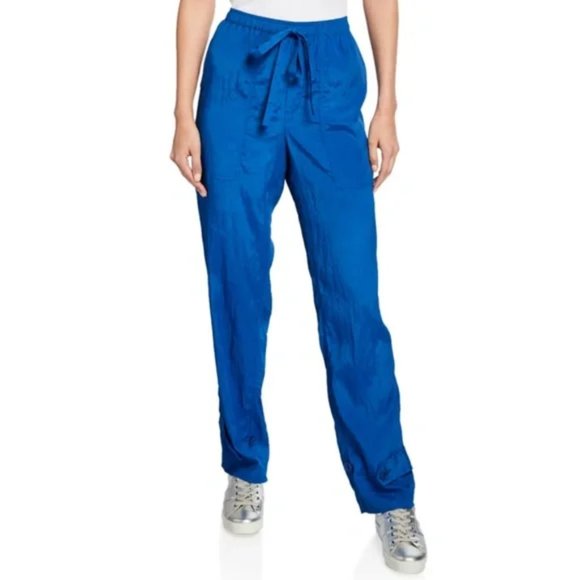 Helmut Lang Cobalt Blue Sheer Parachute Pull On Pants Drawstring Waist 4 NEW - Picture 1 of 8